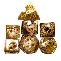 Thumbnail for Skull & Gold Glitter in Clear Resin - 7pcs RPG Full Dice Set