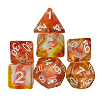 Thumbnail for Red & Yellow Swirl in Clear Resin - 7pcs RPG Full Dice Set