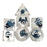 Thumbnail for Blue Skull in Clear Resin - 7pcs RPG Full Dice Set