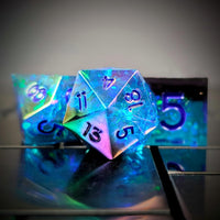 Thumbnail for 7pcs Dice Sharp Candy Purple Font Oil Blue