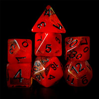 Thumbnail for Layered Red & Amber with Shimmer Resin - 7pcs RPG Full Dice Set