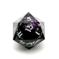 Thumbnail for Purple Beholder in Clear & Black Liquid Sharp Resin - D20 RPG Dice