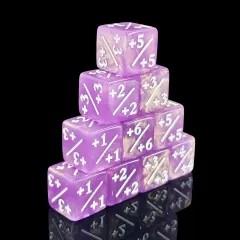 6pcs D6 16mm Dice Acrylic Counter White Font Pink Purple