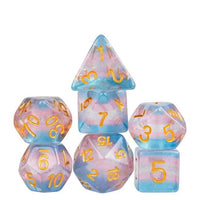 Thumbnail for 7pcs Dice Resin Layer Gold Font Transgender White Pink Blue