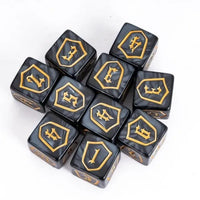 Thumbnail for 6pcs D6 16mm Dice Acrylic Gold Font Shield Black