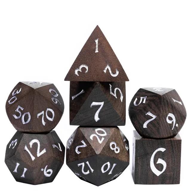 7pcs Dice Wooden Cuibourtia White Font Black
