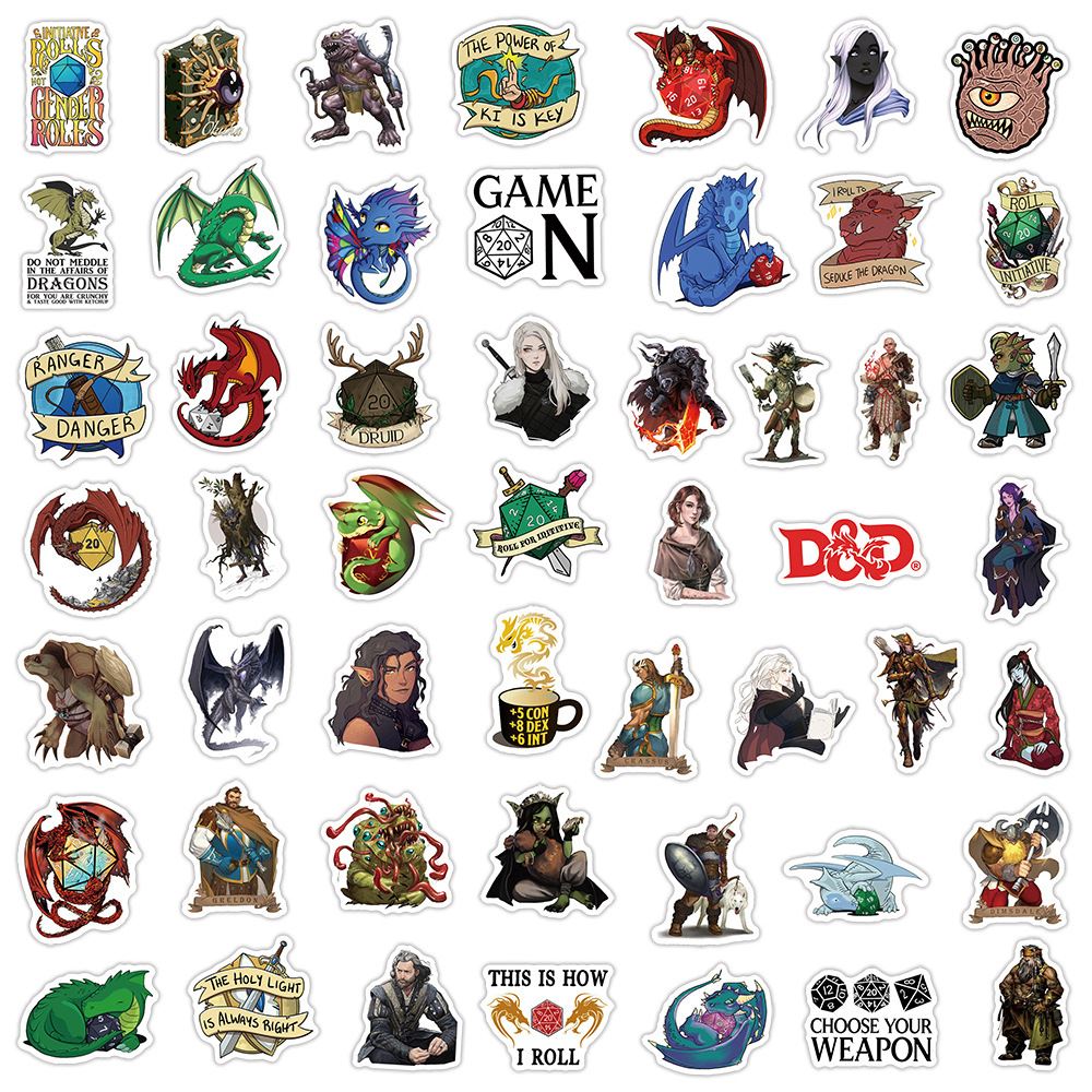 50pcs DND Characters Stickers - Novelty