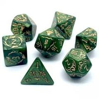 Thumbnail for Gold Dragon on Green Acrylic - 7pcs RPG Full Dice Set