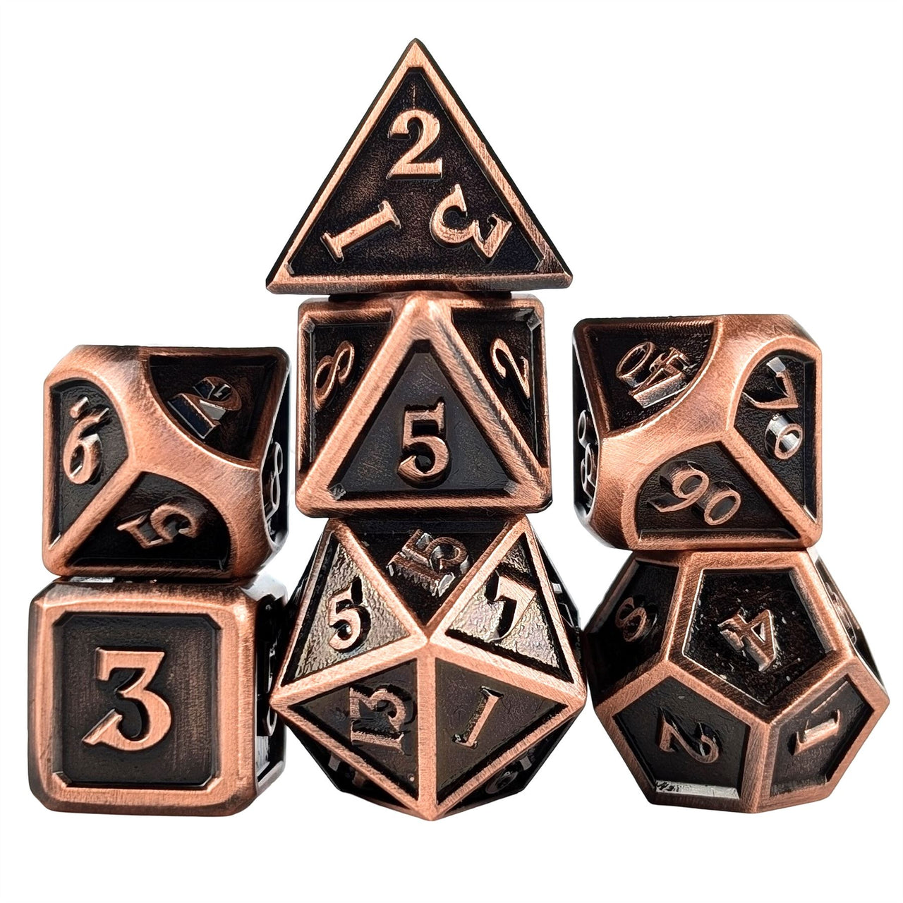 Brushed Copper Metal - 7pcs RPG Dice Set