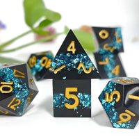 Thumbnail for Blue Band in Black Filled Sharp Resin - 7pcs RPG Dice Set