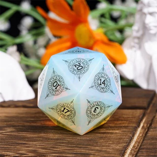 Astrology on Opalite Gemstone - D20 RPG Dice