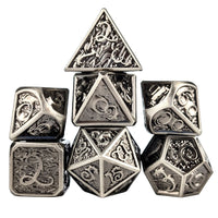 Thumbnail for Silver Metal with Dragon Font - 7pcs RPG Dice Set