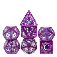 Thumbnail for Moon on Purple with White Swirl Sharp Resin - 7pcs RPG Dice Set