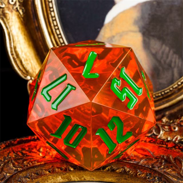 Orange & Clear Sharp Acrylic - D20 RPG Dice