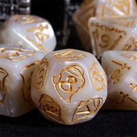 Thumbnail for Weapons on Silk White Acrylic - 7pcs RPG Oversized Dice Set