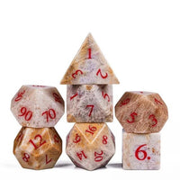 Thumbnail for 7pcs Dice Gem Stone Flower Red Font Brown White
