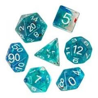 Thumbnail for 7pcs Dice Resin Swirl White Font Clear Blue Multicolour