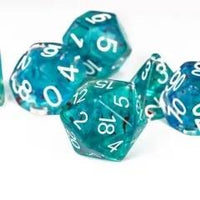 Thumbnail for 7pcs Dice Resin Swirl White Font Clear Blue Multicolour