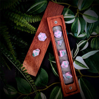 Thumbnail for Pink Swirl in Clear Resin - 7pcs RPG Full Dice Set