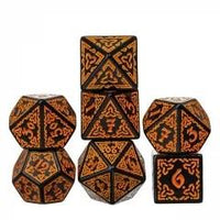 Thumbnail for Orange Celtic Knot on Black Acrylic - 7pcs RPG Full Dice Set