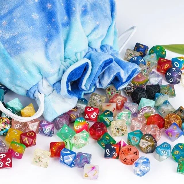 Star on White & Blue Bag with Compartments - Soft Dice Storage