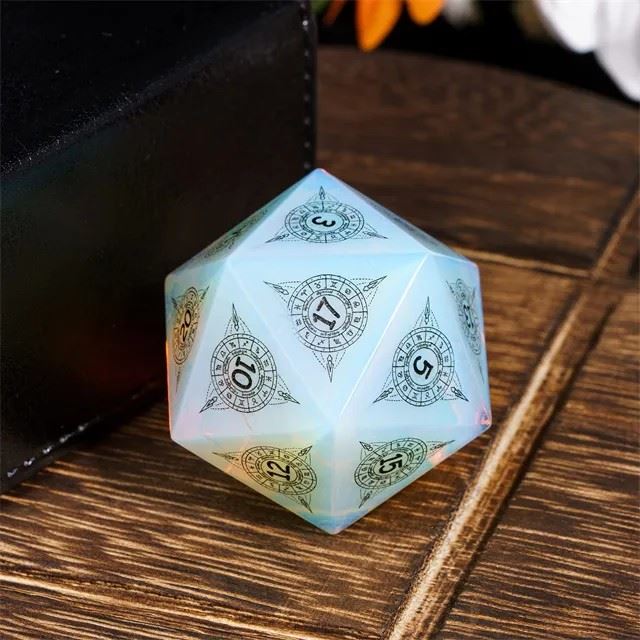 Astrology on Opalite Gemstone - D20 RPG Dice