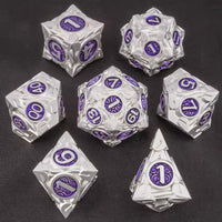 Thumbnail for 7pcs Dice Metal Leaf Circle Purple Silver