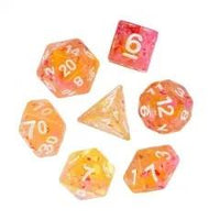Thumbnail for 7pcs Dice Resin Swirl White Font Pink Orange