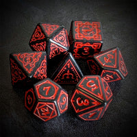 Thumbnail for Red Vines on Black Acrylic - 7pcs RPG Full Dice Set