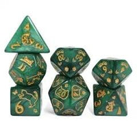 Thumbnail for Gold Cats on Green Acrylic - 7pcs RPG Full Dice Set