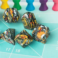 Thumbnail for White and Black Turquoise Gemstone - 7pcs RPG Dice Set