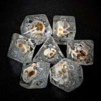 Thumbnail for Skull & Silver Glitter in Clear Resin - 7pcs RPG Full Dice Set