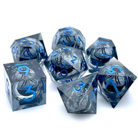 Thumbnail for Spider Ball in Clear & Black Filled Sharp Resin - 7pcs RPG Dice Set