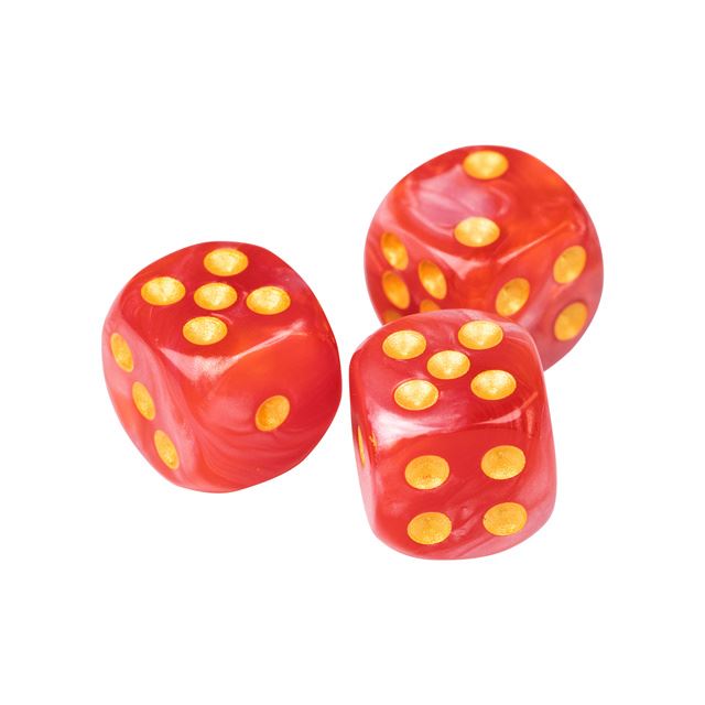 12mm White & Red Acrylic - 10pcs D6 RPG Dice Set