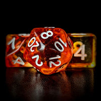 Thumbnail for Red & Yellow Swirl in Clear Resin - 7pcs RPG Full Dice Set