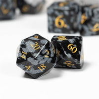 Thumbnail for Splatter Black Snowflake Gemstone - 7pcs RPG Dice Set