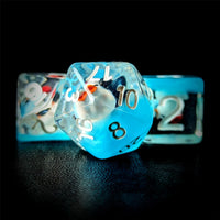 Thumbnail for White Duck in Clear & Blue Resin - 7pcs RPG Full Dice Set