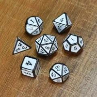 Thumbnail for White Enamel in Silver Metal - 7pcs RPG Dice Set
