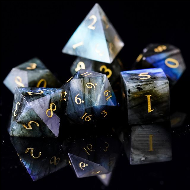 Blue Labradorite Gemstone - 7pcs RPG Dice Set