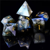 Thumbnail for Blue Labradorite Gemstone - 7pcs RPG Dice Set