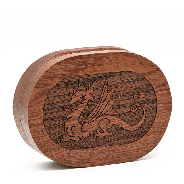 Dragon on Sapele Wood -  Hinged Dice Storage