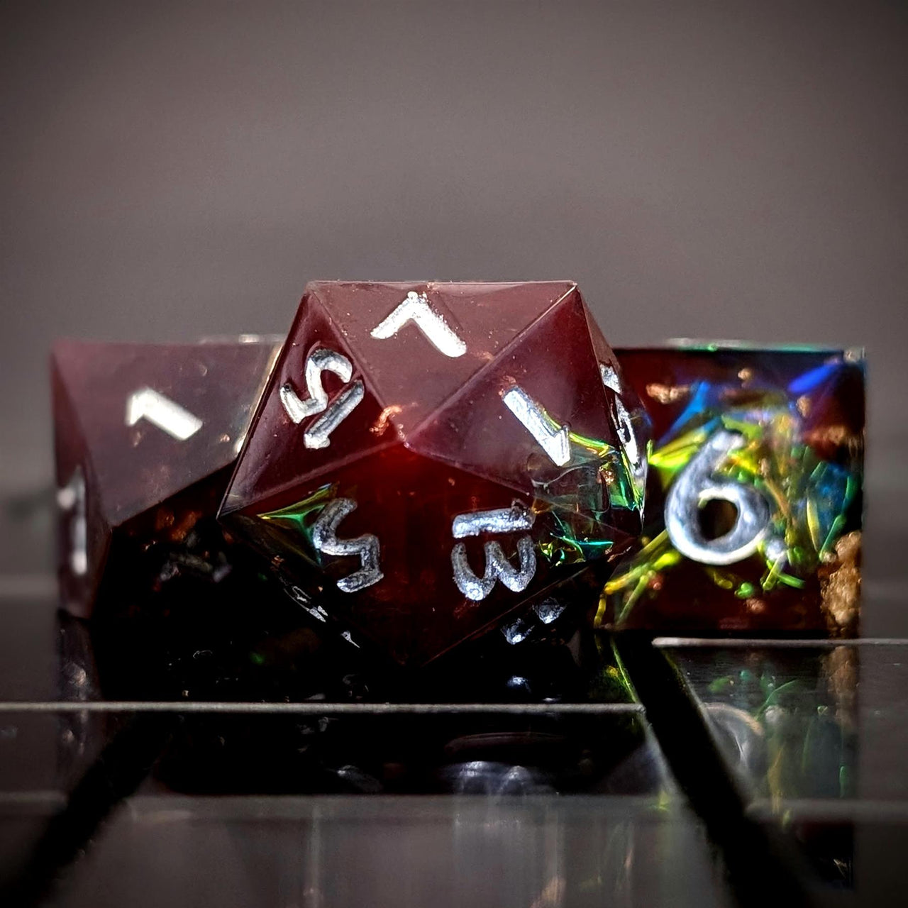 Candy in Brown & Black Sharp Resin - 7pcs RPG Dice Set