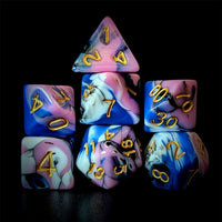 Thumbnail for 7pcs Dice Acrylic Blend Gold Font White Pink Blue Black
