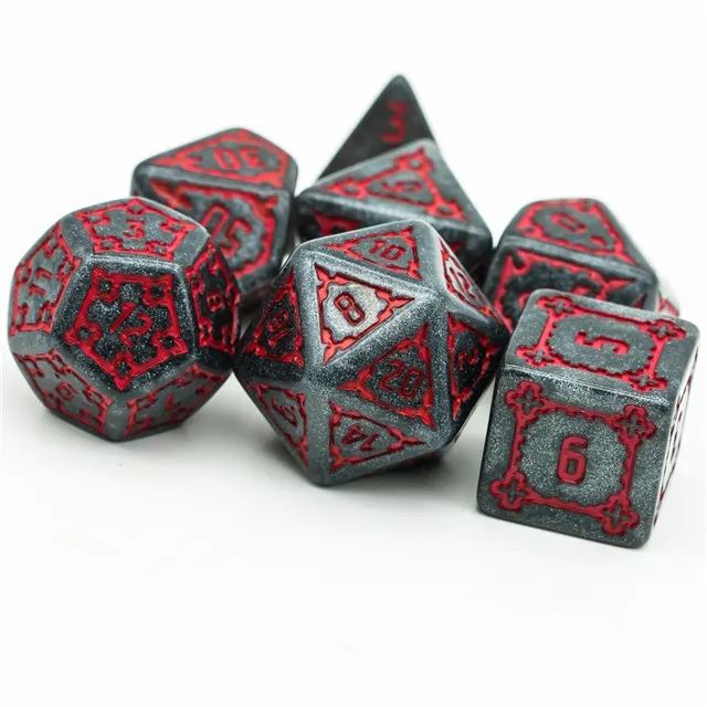 Castle on Grey Resin - 7pcs RPG Oversized Dice Set