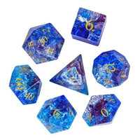 Thumbnail for 7pcs Dice Gem Glass Gold Font Cracked Blue (UD)