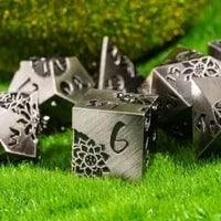 Thumbnail for Lotus Flower in Silver Metal - 7pcs RPG Dice Set