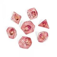 Thumbnail for 7pcs Dice Resin Pattern Flower Pink Font Clear Pink