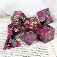 Thumbnail for Candy in Purple & Black with Copper Foil Sharp Resin - 7pcs RPG Dice Set