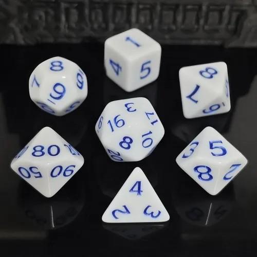 7pcs Dice Acrylic Blend Blue Font Solid White