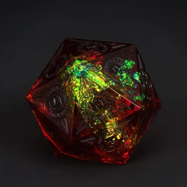 Candy in Clear & Red Sharp Resin - D20 RPG Dice